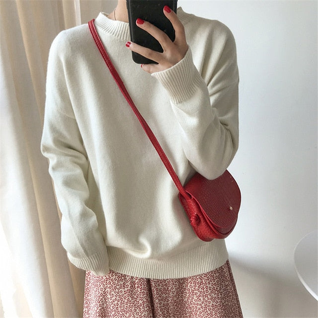 BGTEEVER Basic O-neck Knitted Jumpers for Women Sweater Casual Loose Long Sleeve Winter Sweater Female Pullovers Streetwear