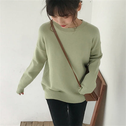 BGTEEVER Basic O-neck Knitted Jumpers for Women Sweater Casual Loose Long Sleeve Winter Sweater Female Pullovers Streetwear